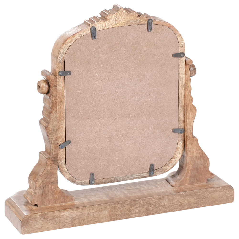 Specchio per il trucco Tavolo da toeletta in legno di mango marrone Specchio d'ingrandimento decorativo