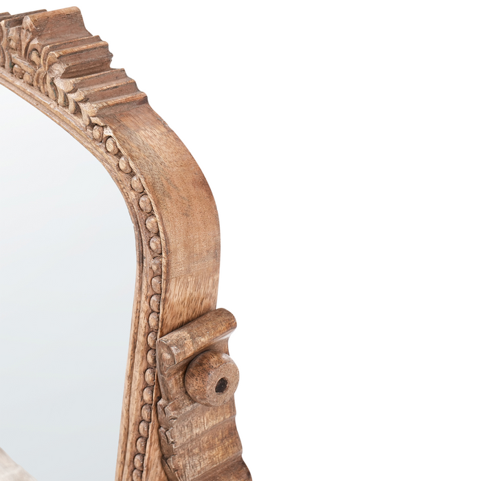 Specchio per il trucco Tavolo da toeletta in legno di mango marrone Specchio d'ingrandimento decorativo