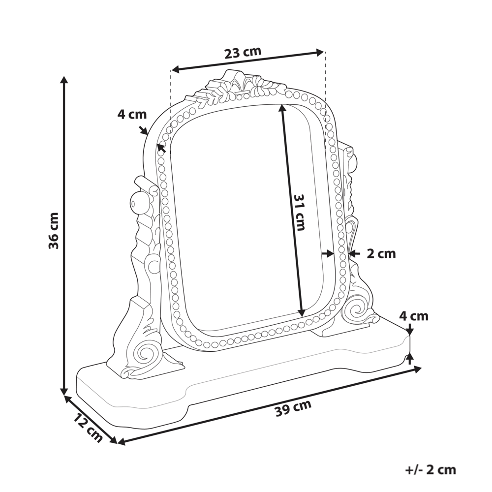 Specchio per il trucco Tavolo da toeletta in legno di mango marrone Specchio d'ingrandimento decorativo