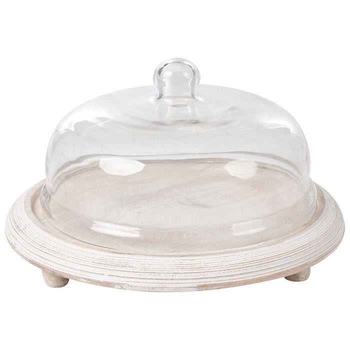 Vassoio per torte in legno di mango e coperchio in vetro Vassoio decorativo per torte pasticceria