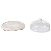 Vassoio per torte in legno di mango e coperchio in vetro Vassoio decorativo per torte pasticceria