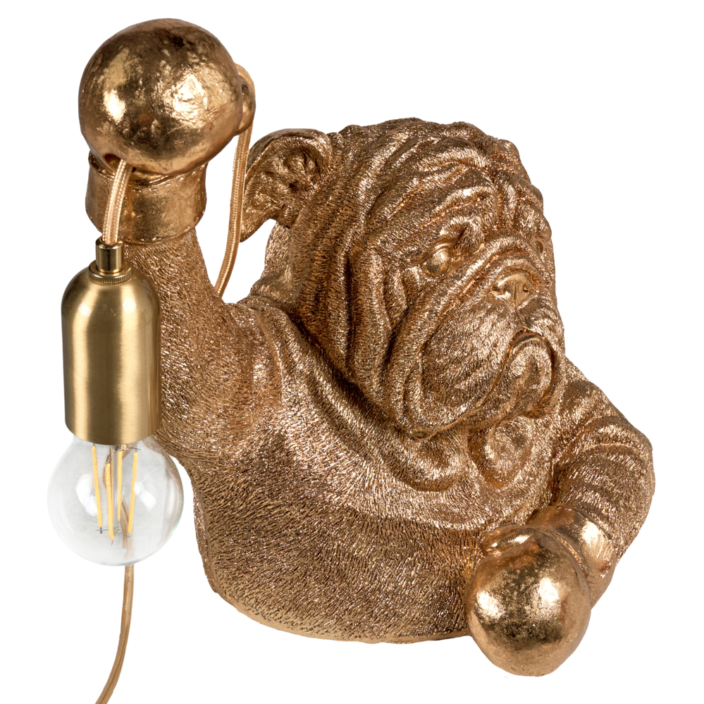 Lampada da tavolo in poliresina dorata a tema animale Luce da comodino Lampada da lettura a forma di cane Soggiorno Camera da letto Stile Glam