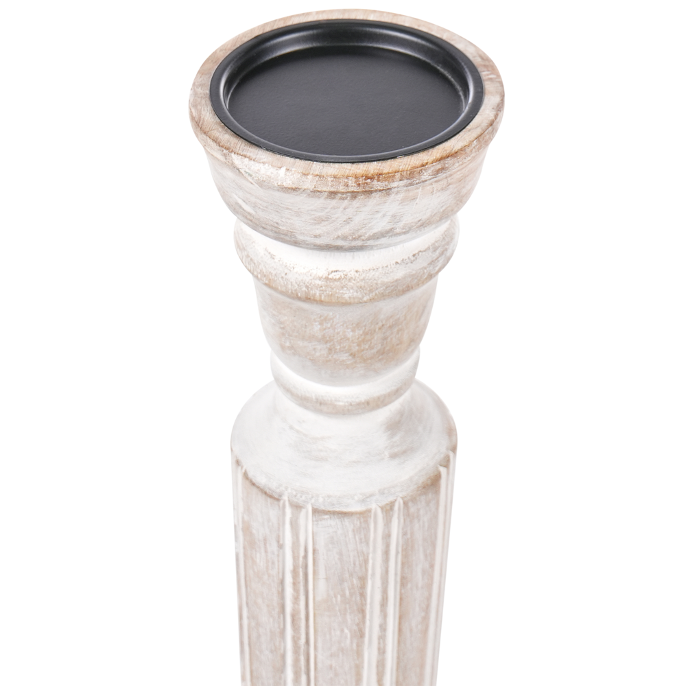 Set di 2 portacandele in legno di mango marrone chiaro Decorativo