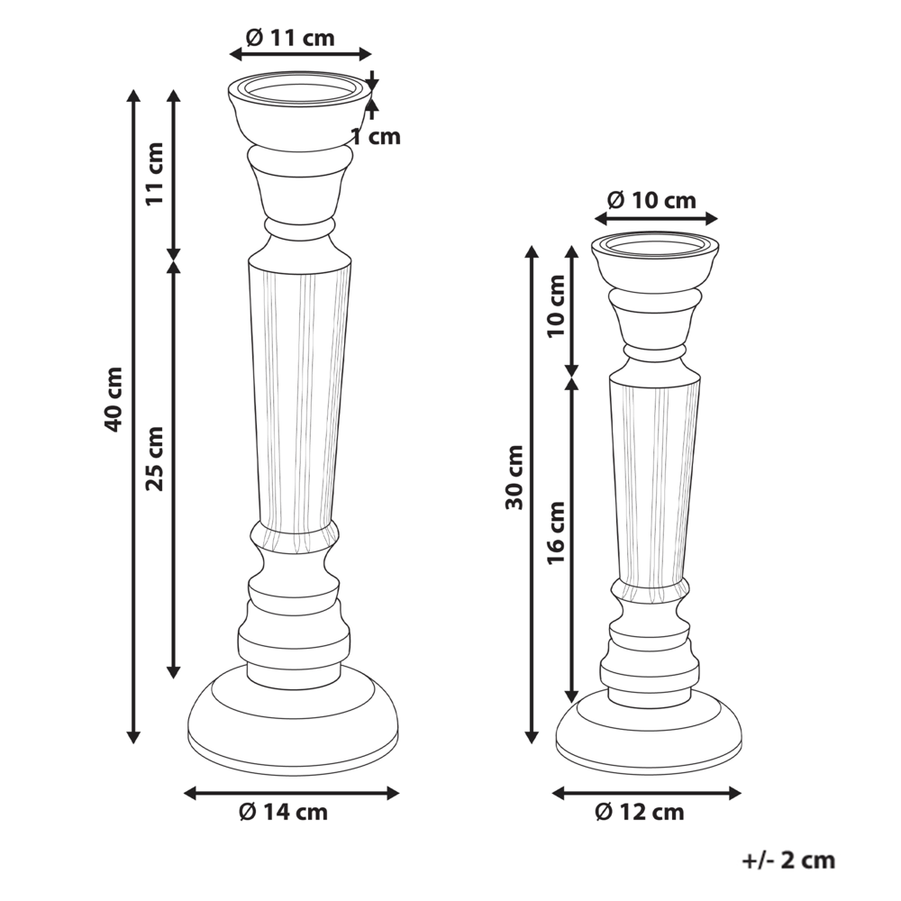 Set di 2 portacandele in legno di mango marrone chiaro Decorativo