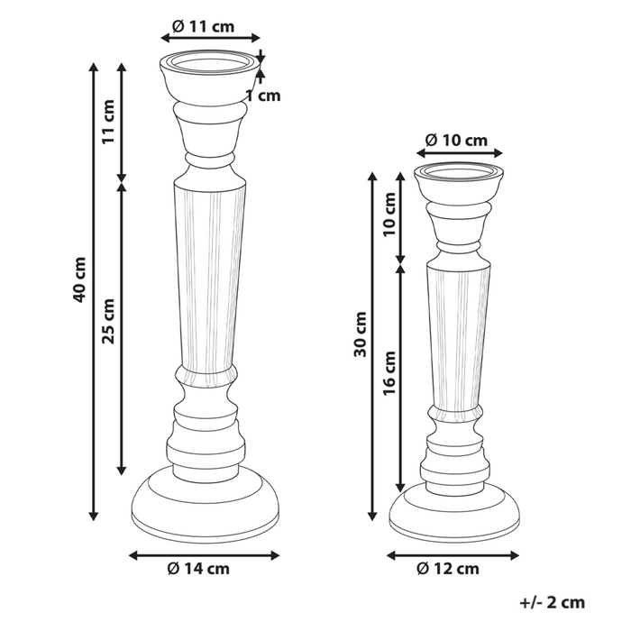 Set di 2 portacandele in legno di mango marrone chiaro Decorativo