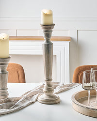 Candeliere decorativo in legno di mango marrone chiaro