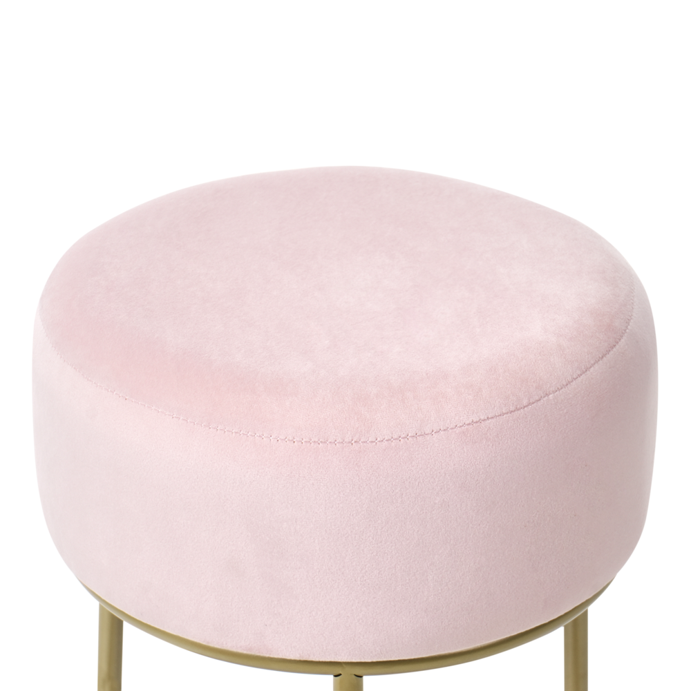 Poggiapiedi Velluto Rosa con Base in Metallo dorato Glam Modern