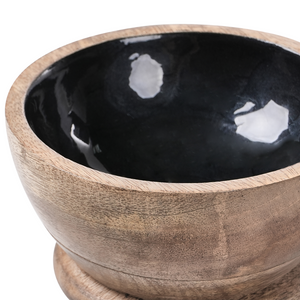 Set di mortaio e pestello in legno di mango fatto a mano marrone e nero soggiorno cucina