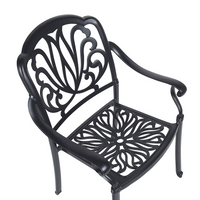 Set di 4 Sedie da Giardino Vintage in Alluminio Nero con Cuscini