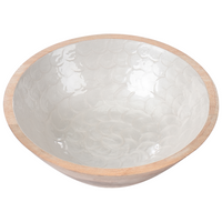 Set di 2 ciotole per frutta in legno di mango fatte a mano in stile moderno marrone chiaro