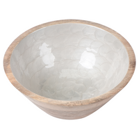 Set di 2 ciotole per frutta in legno di mango fatte a mano in stile moderno marrone chiaro