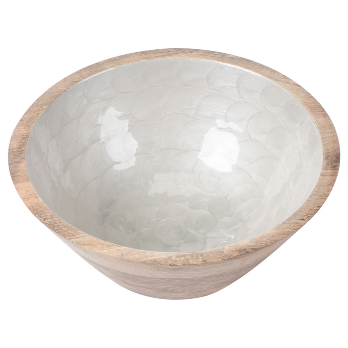 Set di 2 ciotole per frutta in legno di mango fatte a mano in stile moderno marrone chiaro