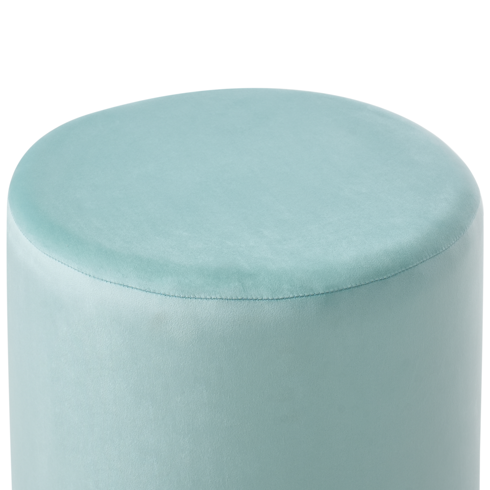 Pouf ottomana poggiapiedi rotondo in velluto verde menta soggiorno