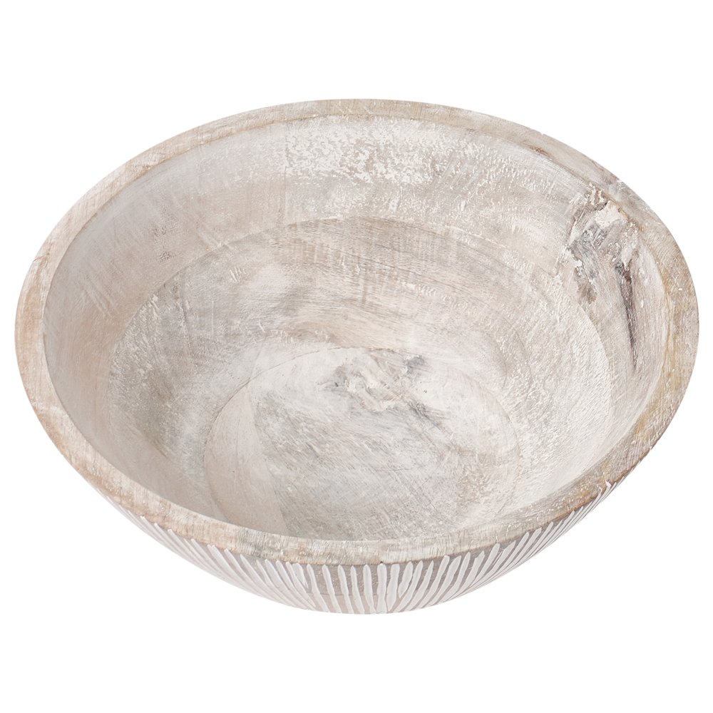 Set di 2 ciotole per frutta in legno di mango fatte a mano in stile moderno marrone chiaro