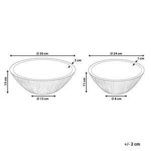 Set di 2 ciotole per frutta in legno di mango fatte a mano in stile moderno marrone chiaro