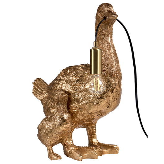 Lampada da tavolo in poliresina dorata a tema animale Luce da comodino Lampada da lettura a forma di anatra Soggiorno Camera da letto Stile Glam