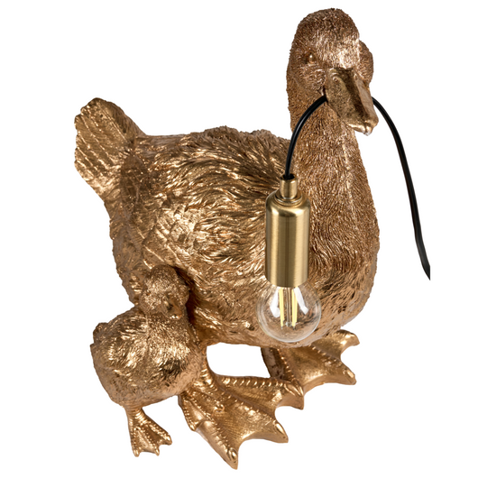 Lampada da tavolo in poliresina dorata a tema animale Luce da comodino Lampada da lettura a forma di anatra Soggiorno Camera da letto Stile Glam