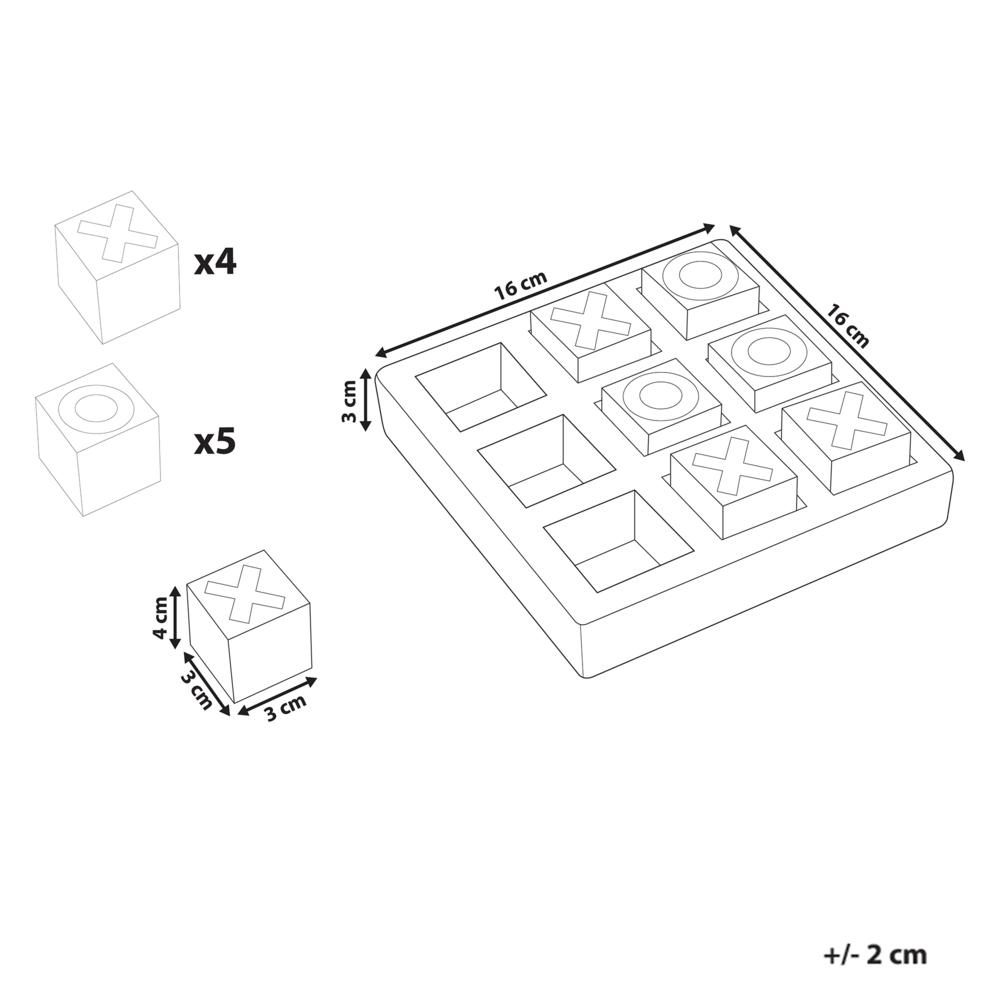 Tavola da gioco Tic-Tac-Toe decorativa in legno di mango Beige accessori sala da pranzo