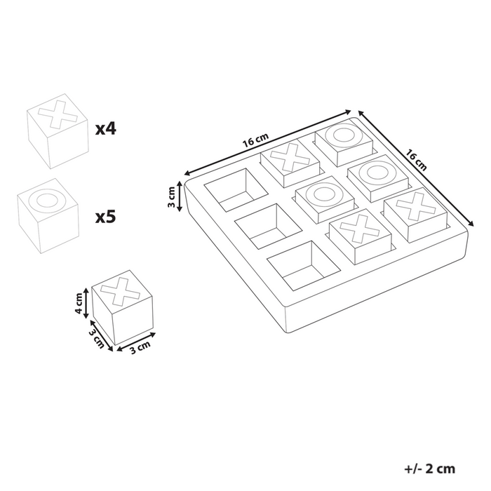 Tavola da gioco Tic-Tac-Toe decorativa in legno di mango Beige accessori sala da pranzo