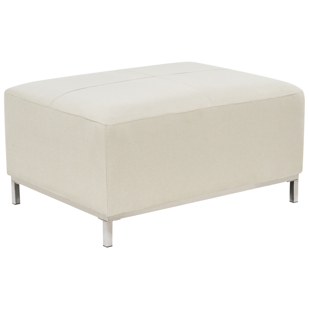 Pouf Poggiapiedi Imbottito Tessuto Beige Rettangolare Minimalista Moderno