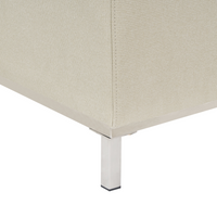 Pouf Poggiapiedi Imbottito Tessuto Beige Rettangolare Minimalista Moderno