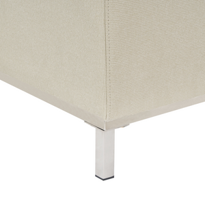 Pouf Poggiapiedi Imbottito Tessuto Beige Rettangolare Minimalista Moderno