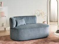 Chaise longue con rivestimento in velluto a coste blu e cuscino decorativo lato sinistro