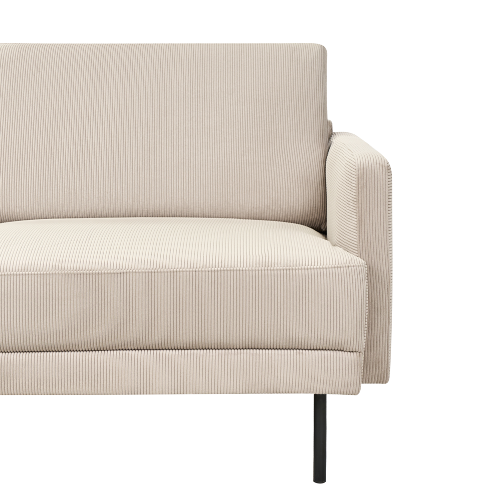 Divano imbottito angolare destro 2 posti con gambe in metallo beige Schienale imbottito stile moderno e minimalista