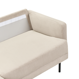 Divano imbottito angolare destro 2 posti con gambe in metallo beige Schienale imbottito stile moderno e minimalista