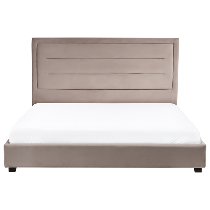 Letto matrimoniale ad acqua in velluto grigio scuro 180 x 200 cm testata imbottita stile moderno