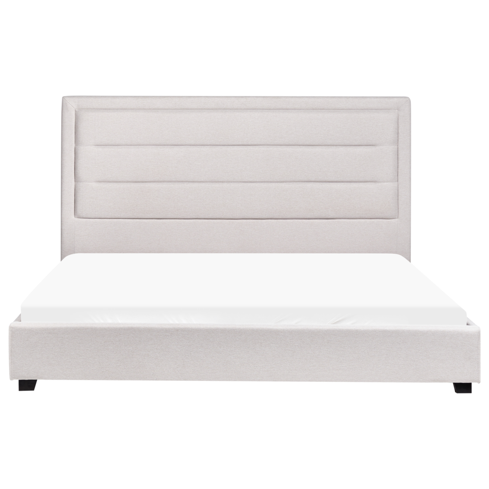 Letto matrimoniale ad acqua in velluto beige chiaro 180 x 200 cm testata imbottita stile moderno