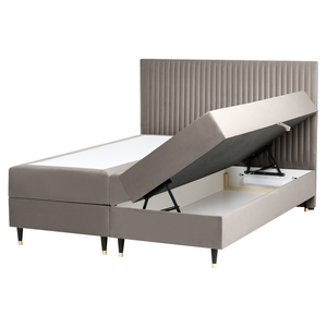 Letto matrimoniale in velluto tortora con contenitore 160 x 200 cm stile glamour