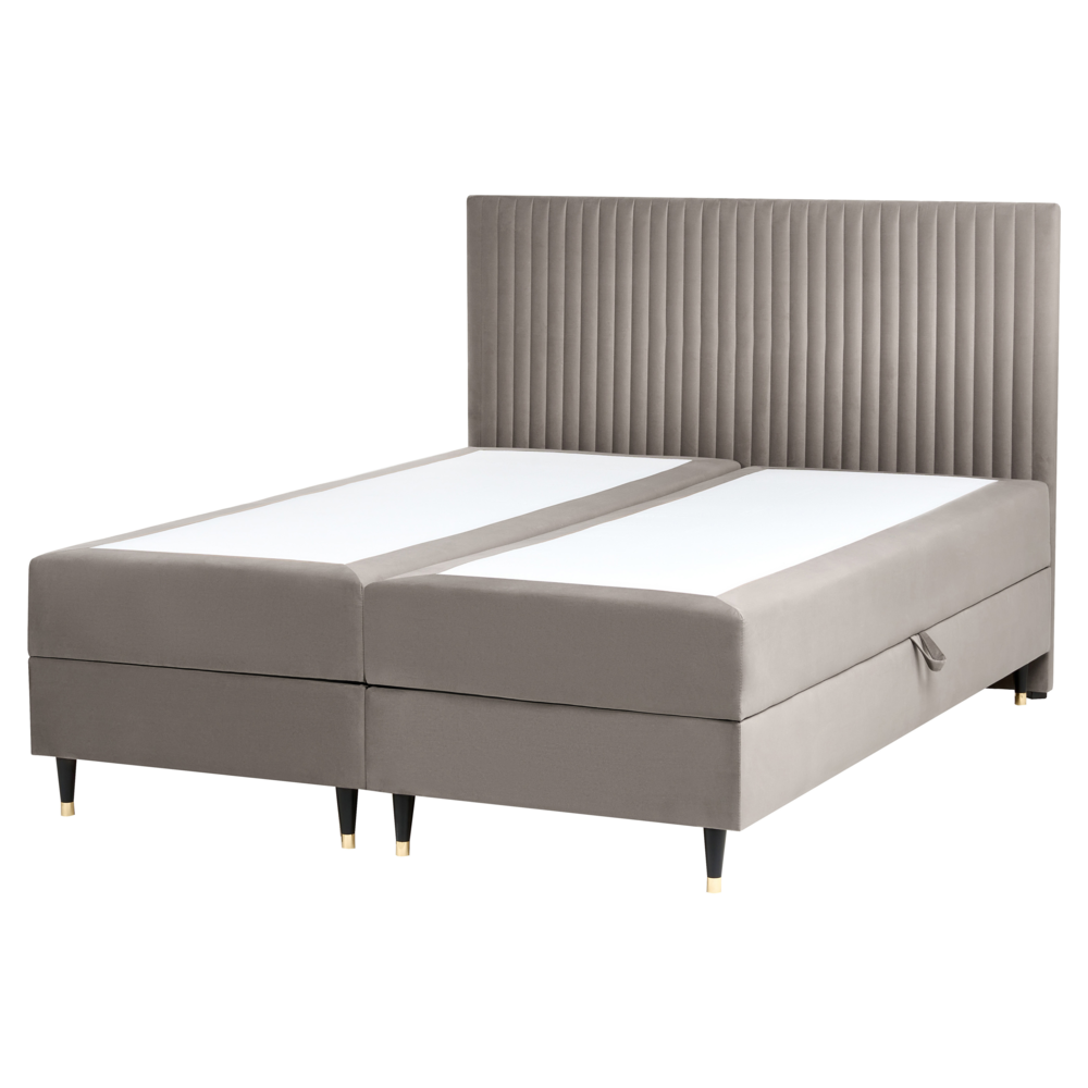 Letto matrimoniale in velluto tortora con contenitore 160 x 200 cm stile glamour