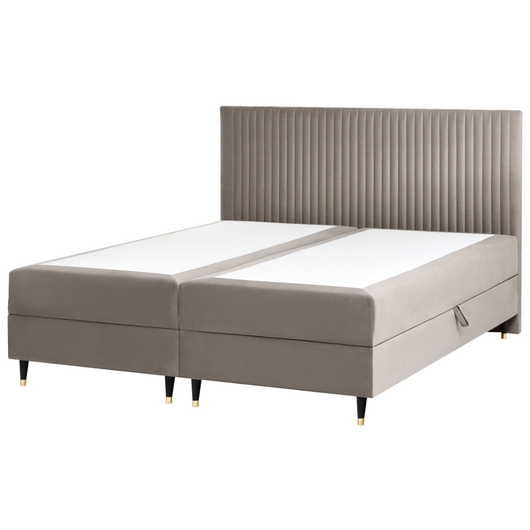 Letto matrimoniale in velluto bianco sporco con contenitore 180 x 200 cm stile glamour