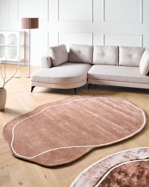 Tappeto moderno in viscosa e lana fatto a mano con motivo geometrico marrone 160 x 230 cm Stile Modern Glam