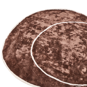 Tappeto marrone e marrone chiaro in viscosa e lana con motivo geometrico 200 x 200 cm in stile moderno e glam.