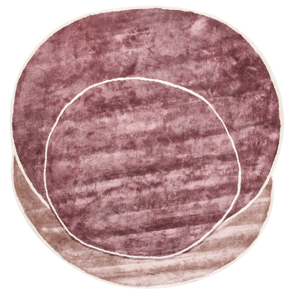 Tappeto per aree rosa in viscosa e lana con motivo geometrico 200 x 200 cm in stile moderno e glam.