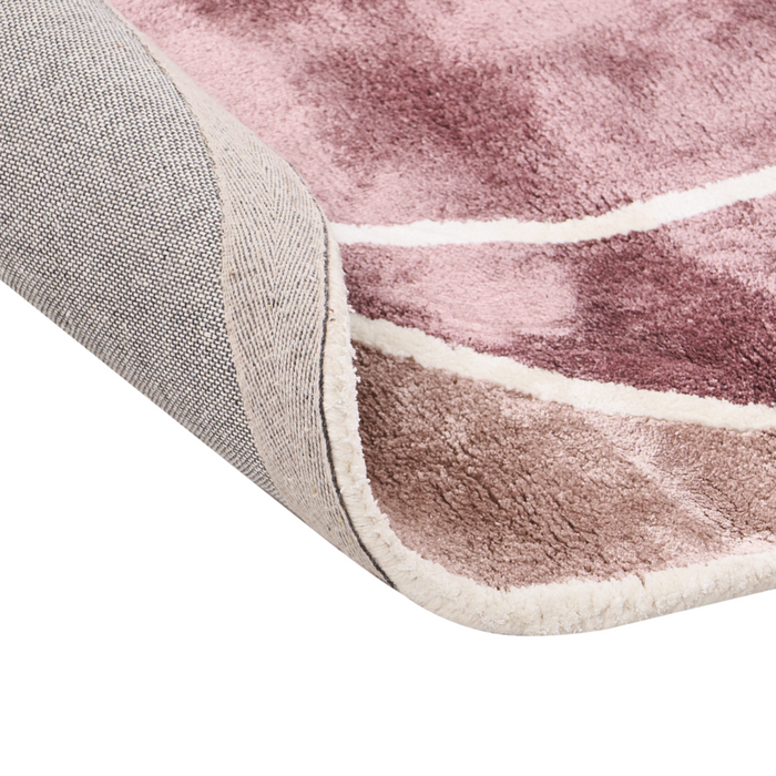 Tappeto per aree rosa in viscosa e lana con motivo geometrico 200 x 200 cm in stile moderno e glam.