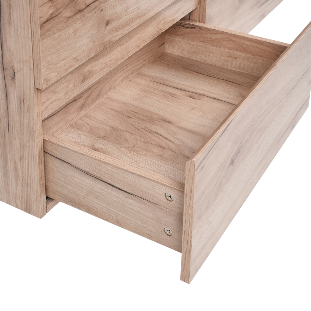 Mobile da bagno a parete con doppio lavabo Fronte in MDF effetto legno 4 cassetti 120 x 46 cm Marrone chiaro Ranco