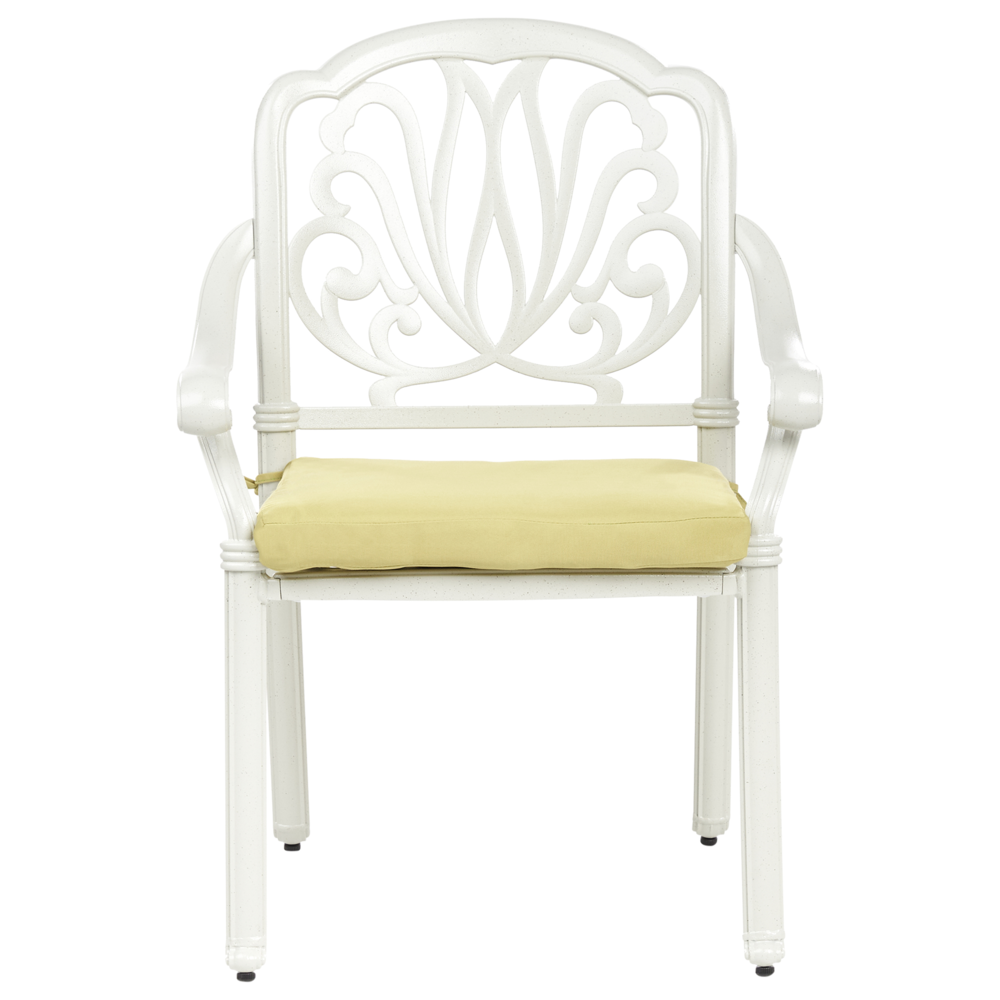 Set Bistro da Giardino a 4 Posti in Alluminio Bianco sporco con Cuscini