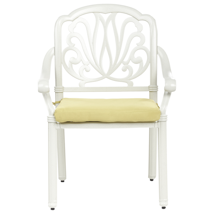 Set Bistro da Giardino a 4 Posti in Alluminio Bianco sporco con Cuscini