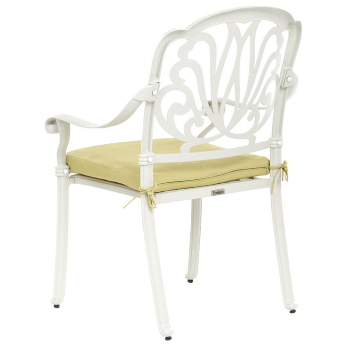 Set Bistro da Giardino a 4 Posti in Alluminio Bianco sporco con Cuscini