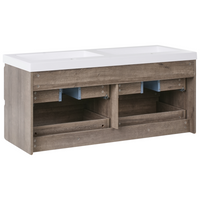 Mobile bagno a parete con doppio lavabo Fronte MDF 4 cassetti 120 x 46 cm tortora design elegante