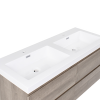 Mobile bagno a parete con doppio lavabo Fronte MDF 4 cassetti 120 x 46 cm tortora design elegante