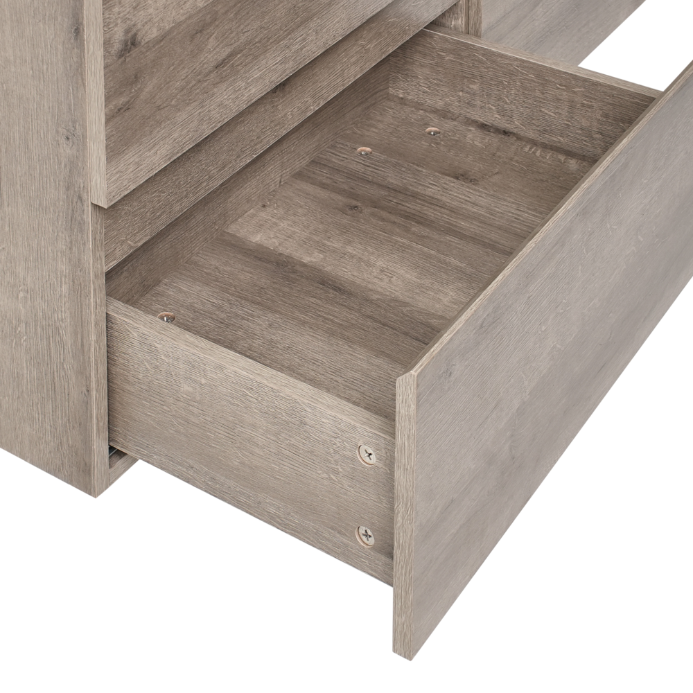 Mobile bagno a parete con doppio lavabo Fronte MDF 4 cassetti 120 x 46 cm tortora design elegante