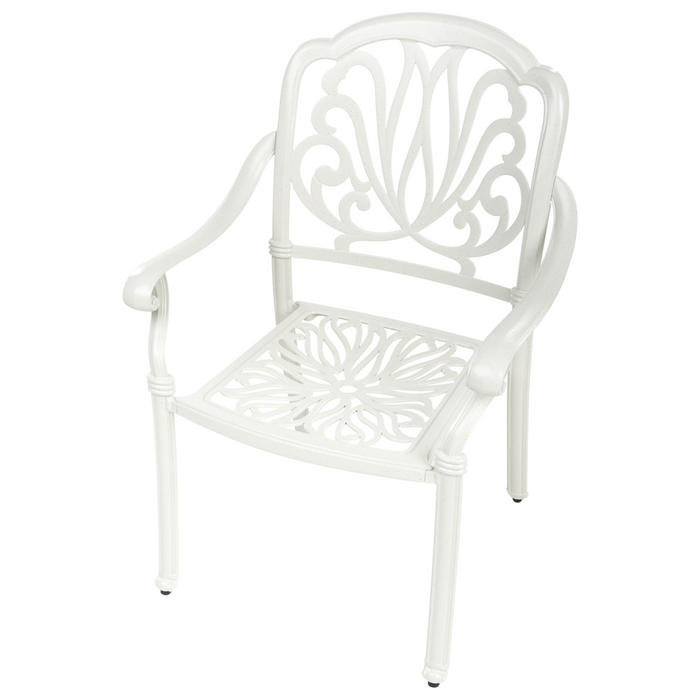 Set di 4 Sedie da Giardino Vintage in Alluminio Bianco sporco con Cuscini