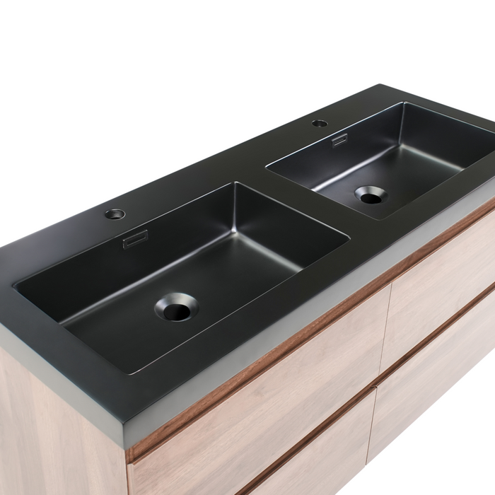 Mobiletto pensile con lavabo in legno MDF 2 cassetti 120 x 46 cm marrone scuro stile moderno
