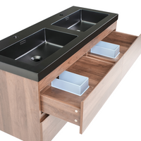 Mobiletto pensile con lavabo in legno MDF 2 cassetti 120 x 46 cm marrone scuro stile moderno