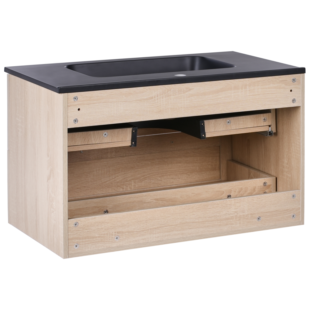 Mobile da bagno con lavabo in legno massiccio 80 x 47 cm Marrone chiaro stile moderno