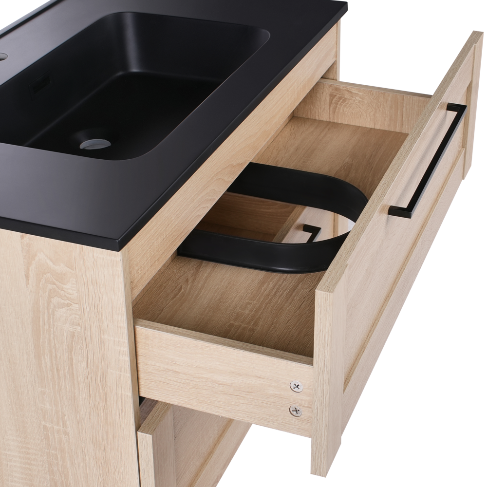 Mobile da bagno con lavabo in legno massiccio 80 x 47 cm Marrone chiaro stile moderno